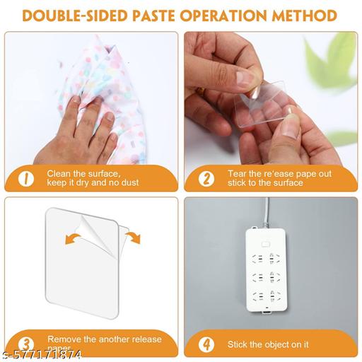 Self Adhesive Tape Double Sided Heavy Duty Tap for Wall, Kitchen, Office, Wall, Car | Stickers for Home (Size - 6cm x 6cm, 20 pcs Double side sticker, transparent) - My Health Plan