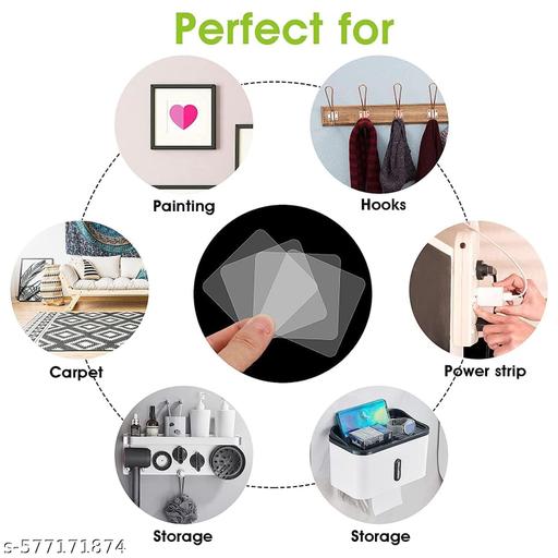 Self Adhesive Tape Double Sided Heavy Duty Tap for Wall, Kitchen, Office, Wall, Car | Stickers for Home (Size - 6cm x 6cm, 20 pcs Double side sticker, transparent) - My Health Plan