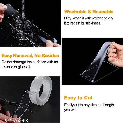 Double Sided Tape -3 Meter Multipurpose Double Sided Tape - Adhesive Tape, Heavy Duty, Heat Resistant, Multi-Functional, Removable, Washable, Anti-Slip Gel Nano Grip Tape (grip tape) - My Health Plan