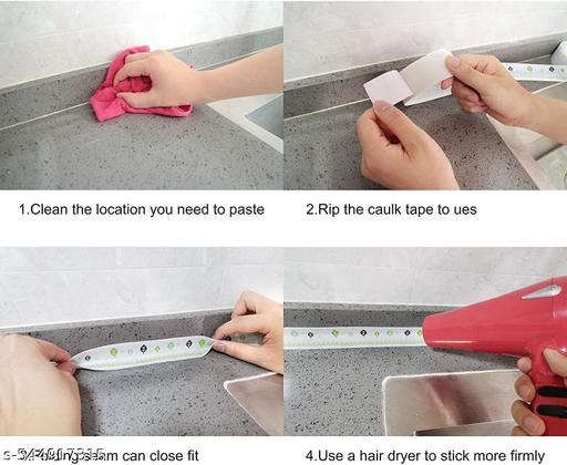 Waterproof Tape for Kitchen Sink Oil Proof Caulk Kitchen Sink Tape Waterproof for Corner Caulk Self Adhesive Sealing Tape Gap Sealer for Platform Bathroom 3.2m*3.8cm (Multi Print) - My Health Plan