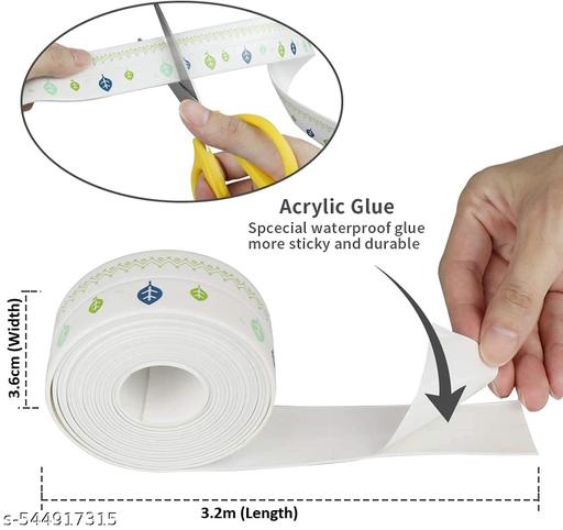 Waterproof Tape for Kitchen Sink Oil Proof Caulk Kitchen Sink Tape Waterproof for Corner Caulk Self Adhesive Sealing Tape Gap Sealer for Platform Bathroom 3.2m*3.8cm (Multi Print) - My Health Plan