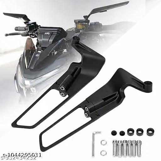 Black Box Mirror - Universal Side Mirror for Bike - Winged Stealth Design - 10mm/8mm York Nut Fit - Premium Motorcycle Accessory Set - Wide Angle Aerodynamic Wings - My Health Plan