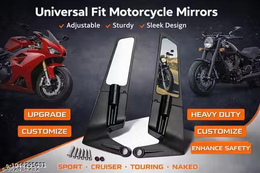 Black Box Mirror - Universal Side Mirror for Bike - Winged Stealth Design - 10mm/8mm York Nut Fit - Premium Motorcycle Accessory Set - Wide Angle Aerodynamic Wings - My Health Plan