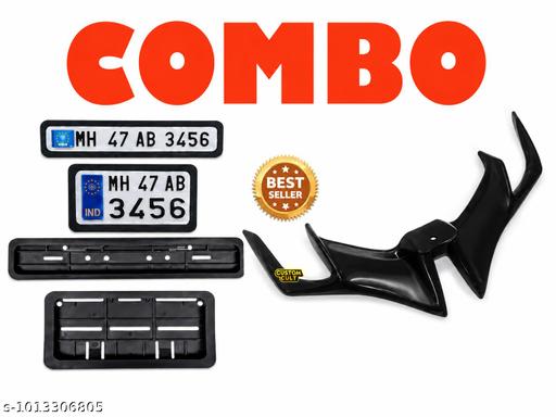Combo (Winglet with Number Plate Frame) | Stylish Black | Premium Black ABS Plastic | - My Health Plan