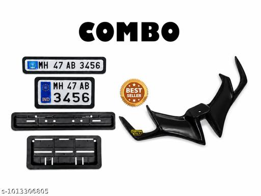 Combo (Winglet with Number Plate Frame) | Stylish Black | Premium Black ABS Plastic | - My Health Plan