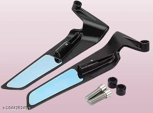 Universal Motorcycle Bike Mirrors Set Adjustable Rotating Rear View Mirror, 180° Foldable & Rotatable Side Mirrors with Stealth Wind Wings Design - My Health Plan