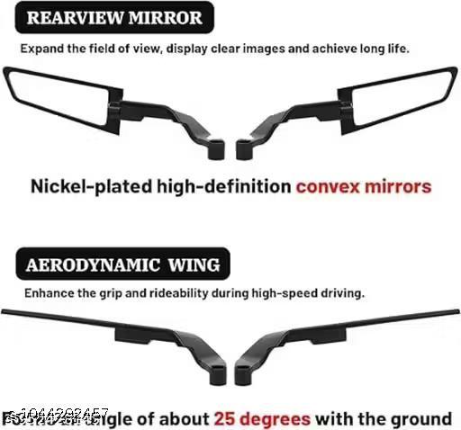 Universal Motorcycle Bike Mirrors Set Adjustable Rotating Rear View Mirror, 180° Foldable & Rotatable Side Mirrors with Stealth Wind Wings Design - My Health Plan