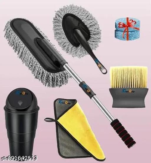 6 PCs Microfiber Car Duster with Long Handle Car Cleaning Brush mini , Car Cleaning Cloth Car Exteriror and Interiror Ac Vent Cleaner Brush , Glass Wash Cleaning tablet (5psc ) , Car Mnini Dustbin Motorbike, SUVs Car Cleaning Kit - My Health Plan