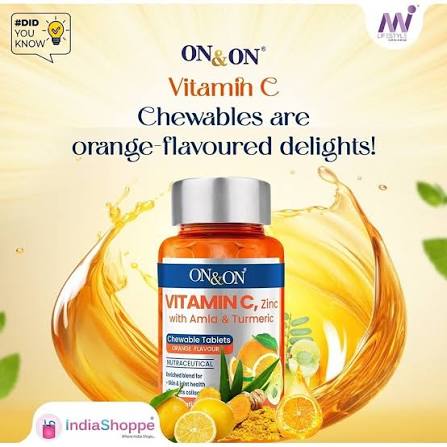 VITAMIN C CHEWABLE TABLETS  |  തിളങ്ങുന്ന ചർമ്മം . ആരോഗ്യമുള്ള സന്ധികൾ ശക്തമായ പ്രതിരോധ സംവിധാനങ്ങൾ എന്നിവയെ പിന്തുണക്കുന്നതിനാണ് . വിറ്റാമിൻ c ചർമ്മത്തിന്റെയും സന്ധികളുടെയും ആരോഗ്യത്തിനു കൊളാജൻ ഉൽപാദനത്തെ സഹായിക്കുന്നു . അതെസമയം സിങ്ക് രോഗപ്രതിരോധ പ്രവർത്തനവും മൊത്തത്തിലുള്ള ചൈതന്യവും വർധിപ്പിക്കുന്നു . സമ്പന്നമായ ആന്റി ഒക്സിടന്റായ അംല ശരീരത്തെ പുനരുജ്ജീവിപ്പിക്കുന്നു , മഞ്ഞളിന്റെ ആൻറീ ഇൻഫ് ലമേറ്ററി  ഗുണങ്ങൾ സംയുക്ത സുഖവും ചലനവും പ്രോത്സാഹിപ്പിക്കുന്നു . - My Health Plan