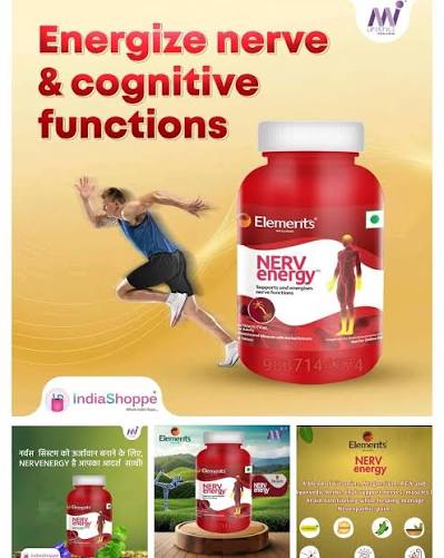 ELEMENTS WELLNESS NERVENERGY  |  എലമെന്റ്സ് വെൽനസ് നെർവെനർജി നാഡികളുടെ പ്രവർത്തങ്ങളെ പിന്തുണക്കുന്നതിനും ഊർജ്ജസ്വലമാക്കുന്നതിനുമായി രൂപകൽപ്പന ചെയ്ത ഒരു ന്യൂട്രാസ്യുട്ടിക്കൽ സപ്ലിമെന്റാണ്. ഇതിൽ വിറ്റാമിനുകൾ, ധാതുക്കൾ, നാഡികളുടെ ആരോഗ്യത്തിനും വൈജ്ഞാനിക പ്രവർത്തനത്തിനും സഹായിക്കുന്ന മുക് പർണി (സെന്റൽ ഏഷ്യാറ്റിക) ശംഖ്പുഷ്‌പി (കോൺവോൾവുലസ് പ്ലൂറിക്കോളിസ്) തുടങ്ങിയ ഔഷധസസ്യങ്ങളുടെ മിശ്രിതം അടങ്ങിയിരിക്കുന്നു . കൂടാതെ നാഡികളുടെ പിന്തുണയ്ക്ക് ഗുണം ചെയ്യുന്ന ഒരു മുൻ നിര ഘടകമായ പാൽ മീറ്റോയ് ലെത്തനോളമൈഡ് (പി ഇ എ ) ഇതിൽ ഉൾപ്പെടുന്നു .  - My Health Plan