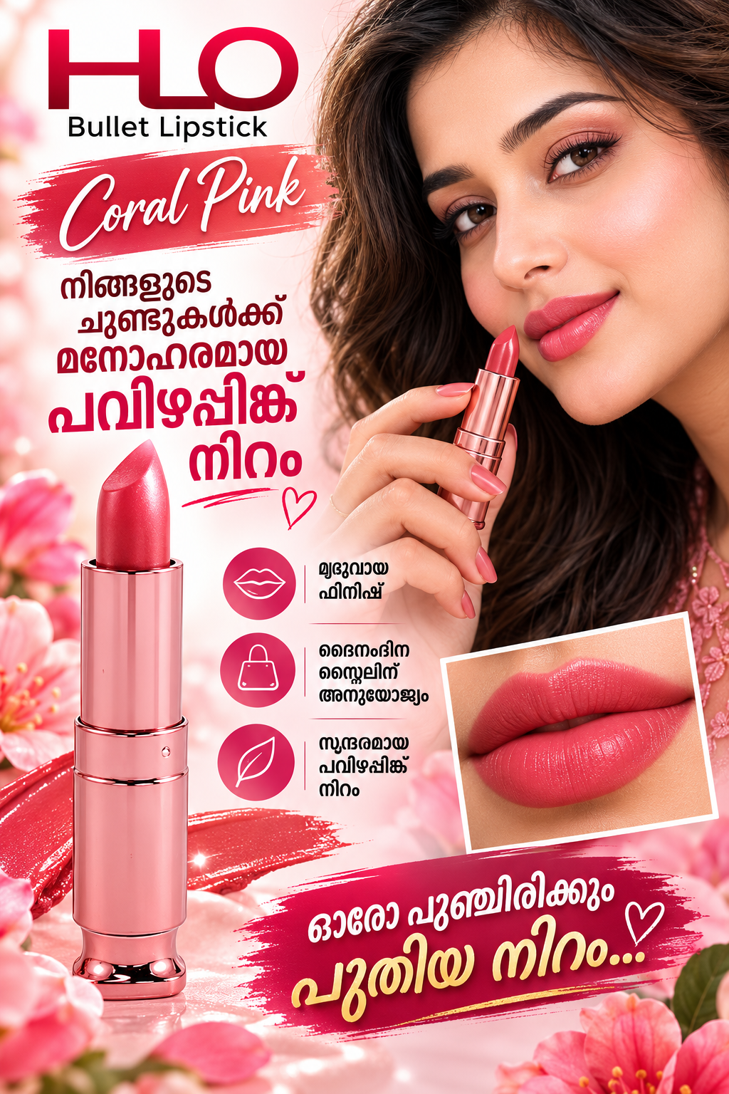 HLO Coral Pink Bullet Lipstick - My Health Plan
