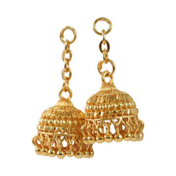 Classic Gold-Plated Jhumka with Layered Dome and Bead Detailing - Myshopic 