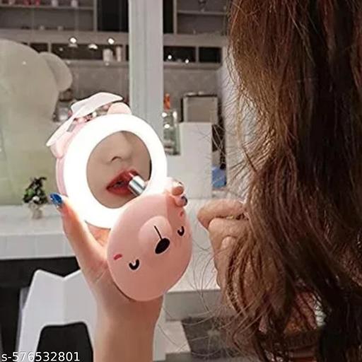 Portable Mirror Fan Rechargeable with LED Light – Foldable Mini Fan, Small Fan,USB Charging Hand Fan with 1200mAh Battery & 3 Speed Modes  Travel, Makeup, Kitchen,Women’s Personal Pankhaa