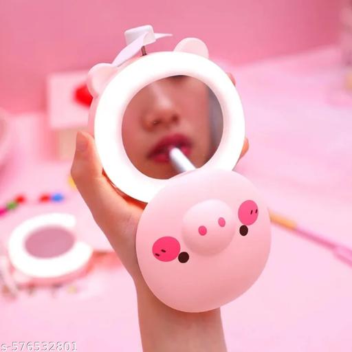 Portable Mirror Fan Rechargeable with LED Light – Foldable Mini Fan, Small Fan,USB Charging Hand Fan with 1200mAh Battery & 3 Speed Modes  Travel, Makeup, Kitchen,Women’s Personal Pankhaa - M Y V E L O R A