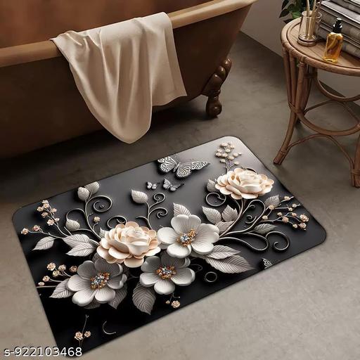 New Trendy Flower Design Doormats Water Absorbent Non-Slip Bath Mat |Bathroom Mat,Anti-Slip,Lightweight, Super Absorbent- PACK 2 PCS COMBO - Velora online store 