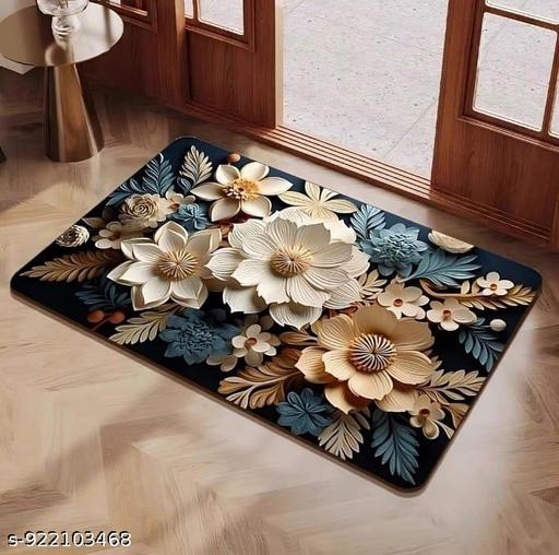 New Trendy Flower Design Doormats Water Absorbent Non-Slip Bath Mat |Bathroom Mat,Anti-Slip,Lightweight, Super Absorbent- PACK 2 PCS COMBO - Velora online store 