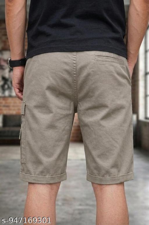 Greige Cargo Shorts for Men | Pure Cotton Breathable Shorts | Stylish Casual & Travel Wear Shorts - Velora online store 