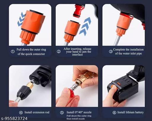 Best selling (Double_Battery) Car Washer High Pressure Gun Rechargeable 48V 12000mAh | Cordless Portable Wireless Pressure Washer Gun | Car Wash Bike Washing Cleaning with Adjustable Nozzle - Velora online store 