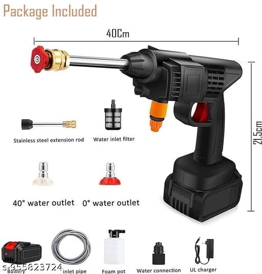 Best selling (Double_Battery) Car Washer High Pressure Gun Rechargeable 48V 12000mAh | Cordless Portable Wireless Pressure Washer Gun | Car Wash Bike Washing Cleaning with Adjustable Nozzle - Velora online store 