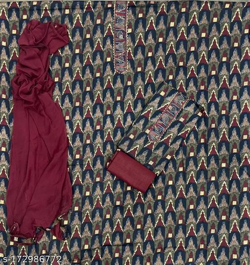 Women's Multicolor Ikat Printed Cotton Cambric Suits & Dress Materials - Velora online store 