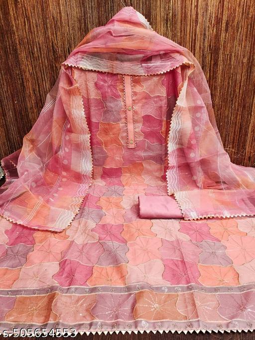 Georgette Pink dress material, georgette suit fabric, unstitched georgette suit, women georgette dress material, latest georgette suit, party wear georgette fabric, daily wear suit fabric, lightweight dress material - Velora online store 