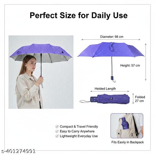 3 Fold multi color umbrella for regular use.  - Velora online store 
