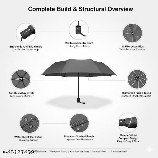 3 Fold multi color umbrella for regular use.  - Velora online store 
