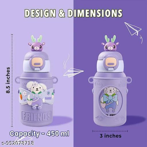 ADIYA Cute Rabbit Theme Insulated Kids Water Bottle with Adjustable Carry Strap - Velora online store 