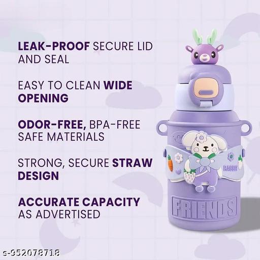 ADIYA Cute Rabbit Theme Insulated Kids Water Bottle with Adjustable Carry Strap - Velora online store 