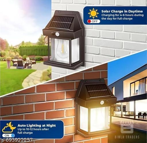 Solar Wall Lights with Motion Sensor Auto Chargeable Waterproof Exterior LED Sconce Front Porch Security Outdoor & Indoor Lamps for Patio Garden (Pack of 2, Warm Yellow) - Velora online store 