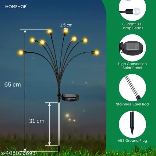  8 LED Solar Light Outdoor Swaying Firefly Garden lamp with 8 Led, Waterproof for Home Decor & Courtyard, Auto On/Off,Warm White (ABS Stainless Steel) - Velora online store 