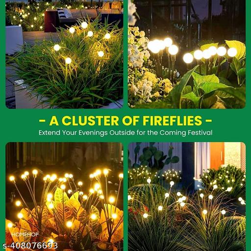  8 LED Solar Light Outdoor Swaying Firefly Garden lamp with 8 Led, Waterproof for Home Decor & Courtyard, Auto On/Off,Warm White (ABS Stainless Steel) - Velora online store 
