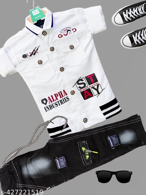 white shirt black jogger jeans - Velora online store 