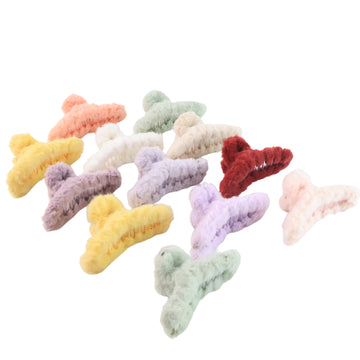 Premium Soft Fur Coated Hair Clutcher Clip Set (12 Pc) - Velora online store 