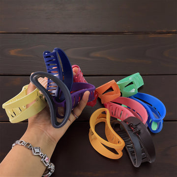 Plastic Hair Clamp Grip, Simple Matte Hair Barrette Clamp (12 Pc) - M Y V E L O R A
