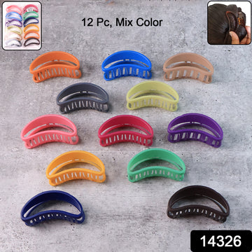 Plastic Hair Clamp Grip, Simple Matte Hair Barrette Clamp (12 Pc) - M Y V E L O R A