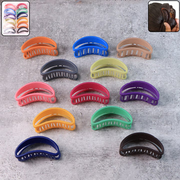 Plastic Hair Clamp Grip, Simple Matte Hair Barrette Clamp (12 Pc) - M Y V E L O R A