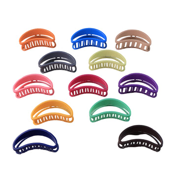 Plastic Hair Clamp Grip, Simple Matte Hair Barrette Clamp (12 Pc) - M Y V E L O R A
