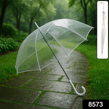 Premium Transparent Dome Umbrella with Curved Handle - Windproof - Velora online store 