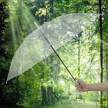 Premium Transparent Dome Umbrella with Curved Handle - Windproof - Velora online store 