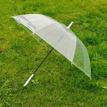 Premium Transparent Dome Umbrella with Curved Handle - Windproof - Velora online store 