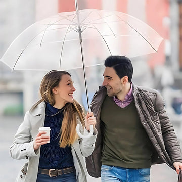 Premium Transparent Dome Umbrella with Curved Handle - Windproof - Velora online store 