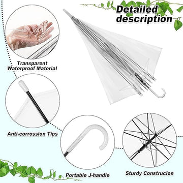 Premium Transparent Dome Umbrella with Curved Handle - Windproof - Velora online store 