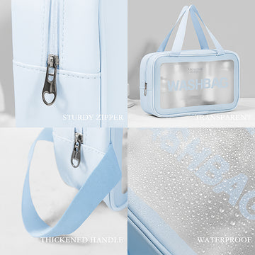 3-IN-1 Waterproof Transparent Travel Toiletry Bag Set - Large, Medium, Small - Velora online store 
