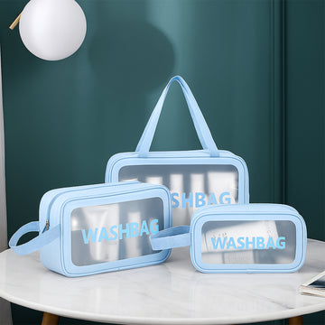 3-IN-1 Waterproof Transparent Travel Toiletry Bag Set - Large, Medium, Small - Velora online store 