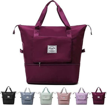 Large Capacity Folding Travel Bag, Multifunctional Sports Shoulder Bag Luggage Bag, Travel Bag Expandable Weekender Overnight Bag with Dry and Wet Separated Pocket Sports Bag Gym, Shoulder Bag Water Resistant (6 Pocket) - Velora online store 