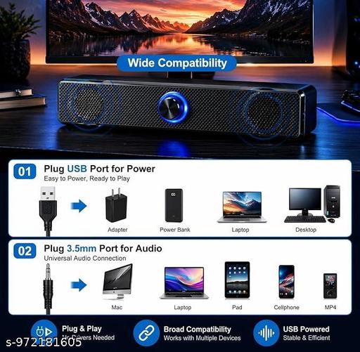 USB Powered Soundbar Speaker for PC, Laptop & Desktop  - Velora online store 
