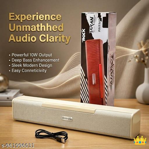 Premium Wireless Bluetooth Soundbar Speaker with Mobile Holder Dock | 10W Powerful Bass, 1500mAh Battery, Fabric Finish Desktop Speaker for Home & Office - Velora online store 