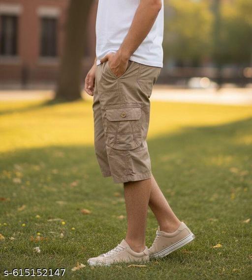 Men's Comfortable 3/4 Length Cargo Shorts - Velora online store 