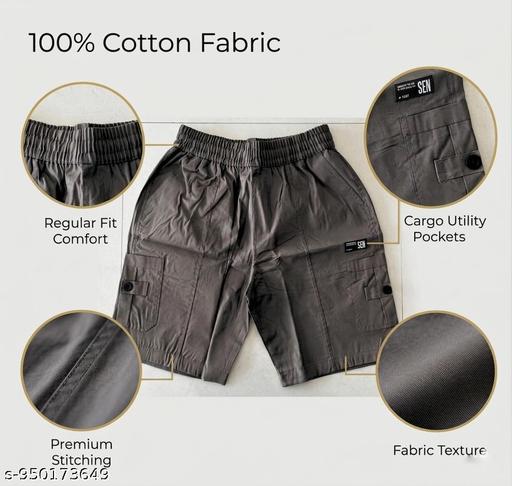 Regular Fit Cargo Shorts for Men | Cotton Summer Shorts | Utility Pocket Stylish Dark Grey Shorts - Velora online store 
